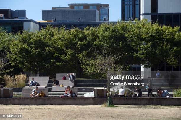 Students at the University of British Columbia Vancouver campus during the first week of classes in Vancouver, British Columbia, Canada, on...