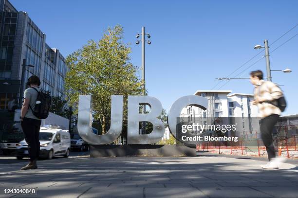 Students at the University of British Columbia Vancouver campus during the first week of classes in Vancouver, British Columbia, Canada, on...