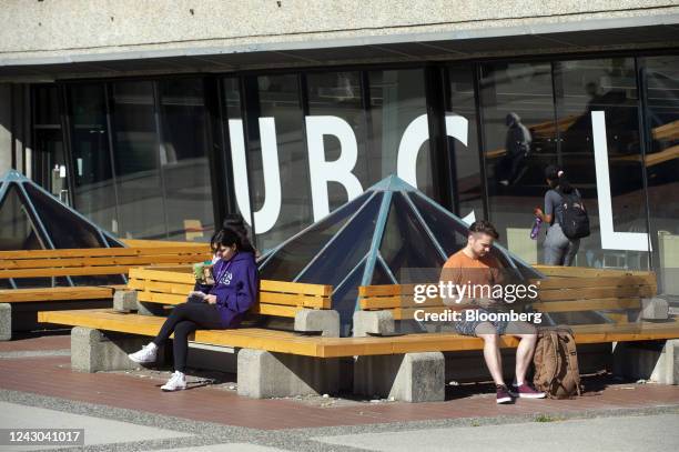 Students at the University of British Columbia Vancouver campus during the first week of classes in Vancouver, British Columbia, Canada, on...