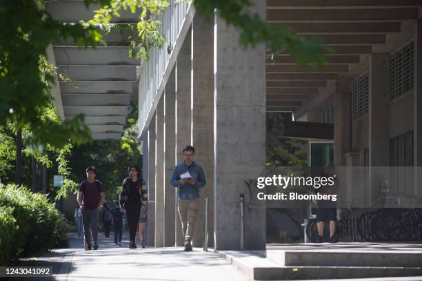 Students at the University of British Columbia Vancouver campus during the first week of classes in Vancouver, British Columbia, Canada, on...