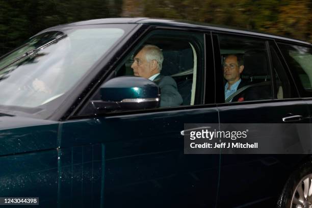 Prince William, Duke of Cambridge , Prince Andrew, Duke of York, Sophie, Countess of Wessex and Edward, Earl of Wessex arrive to see Queen Elizabeth...