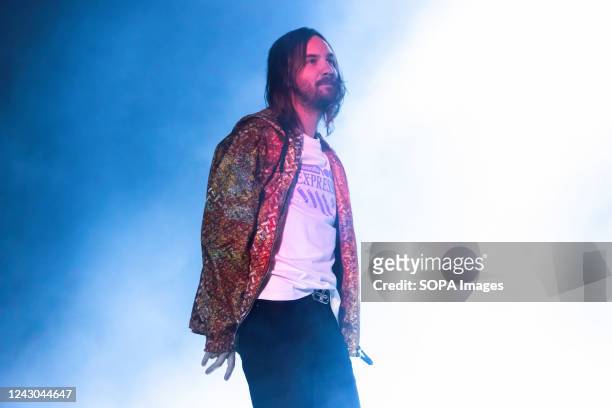 Australian multi-instrumentalist, Kevin Parker with his Psychedelic music project, Tame Impala performs live during a concert at Ippodromo SNAI.