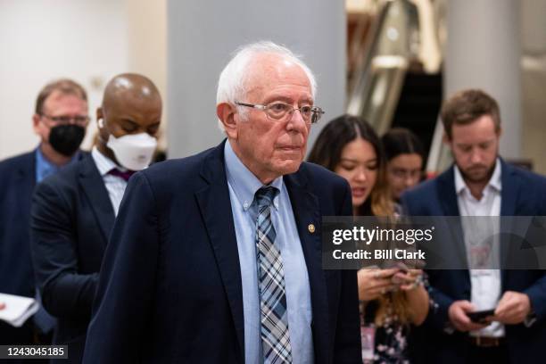 Sen. Bernie Sanders, I-Vt., walks through the Senate subway after a vote on Thursday, September 8, 2022.