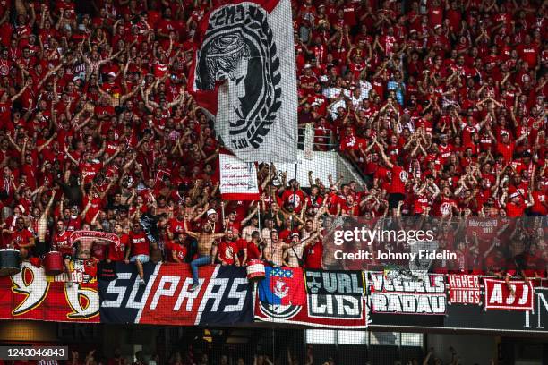 Fans PSG during the UEFA Europa Conference League match between Nice and Koln at Allianz Riviera Stadium on September 8, 2022 in Nice, France.