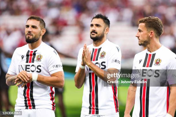 Andy DELORT and Gaetan LABORDE of Nice during the UEFA Europa Conference League match between Nice and Koln at Allianz Riviera Stadium on September...