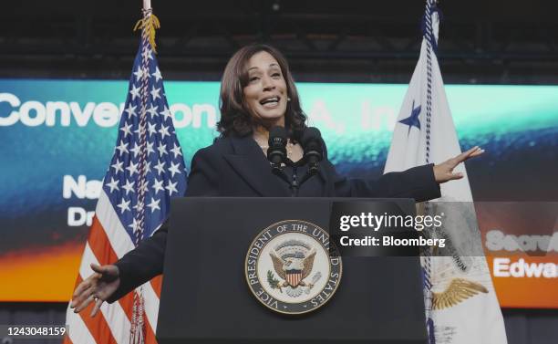 Vice President Kamala Harris speaks at the National Baptist Convention 142nd annual session in Houston, Texas, US, on Tuesday, Sept. 8, 2022....