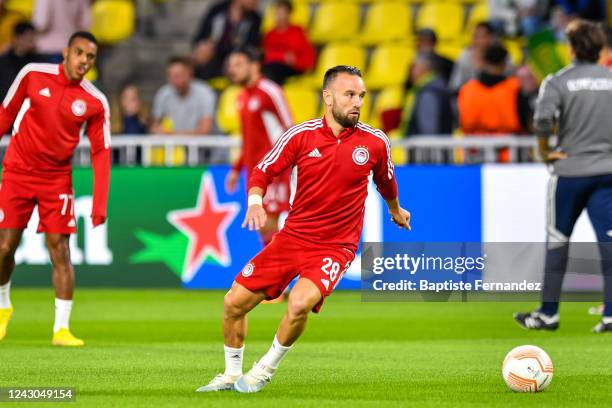 Mathieu VALBUENA of Olympiakos warms up prior to the UEFA Europa League Group G match between Nantes and Olympiakos at Beaujoire Stadium on September...