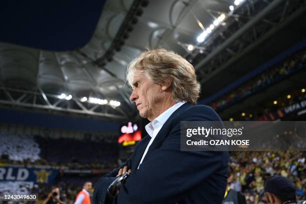 Fenerbahce's Portuguese head coach Jorge Jesus reacts during the UEFA Europa League Group B first leg football match between Fenerbahce SK and Dynamo...