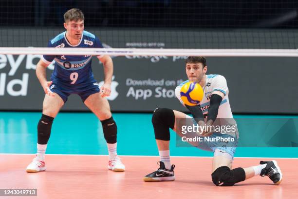 Santiago Danani ,Luciano Vicentin during the FIVB Volleyball Men's World Championships match between Argentina v Brazil, on September 8 in Gliwice,...