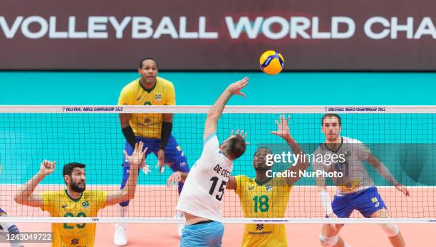 Luciano De Cecco ,Ricardo Lucarelli Souza during the FIVB Volleyball Men's World Championships match between Argentina v Brazil, on September 8 in...