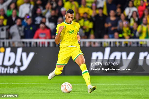 Mostafa MOHAMED of Nantes scores a goal during the UEFA Europa League Group G match between Nantes and Olympiakos at Beaujoire Stadium on September...