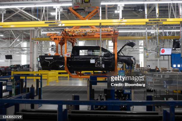 Ford F-150 Lightning on a production line of the Ford Motor Co. Rouge Electric Vehicle Center in Dearborn, Michigan, US, on Thursday, Sept. 8, 2022....