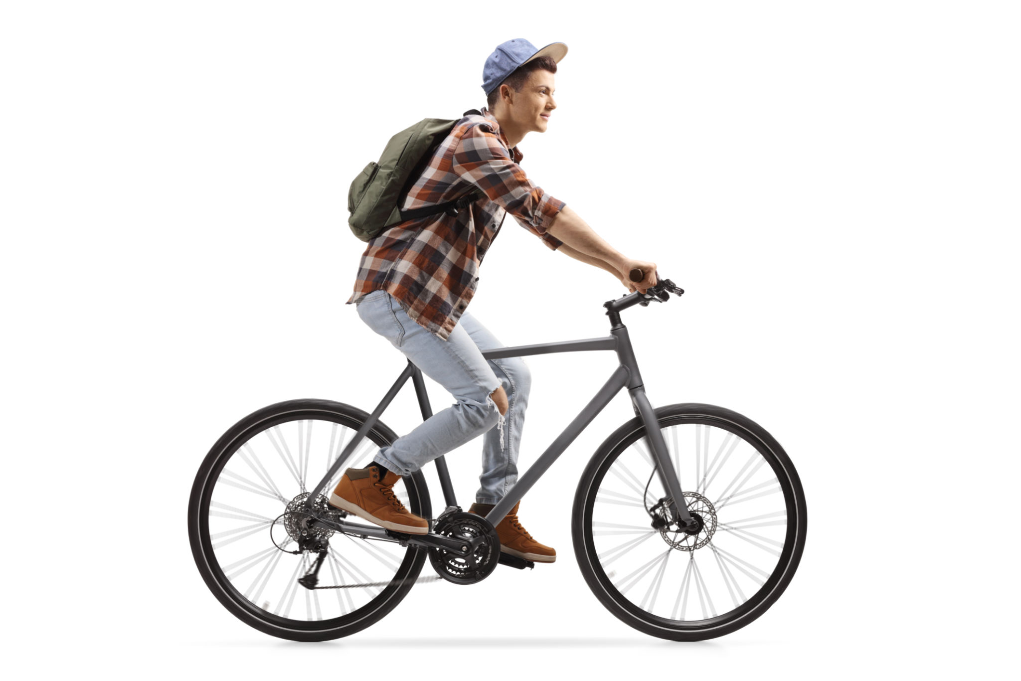 cyclist with backpack