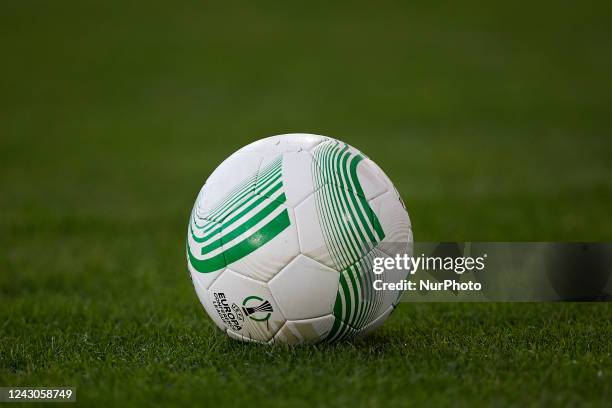 Official match ball is seen during the UEFA Europa Conference League Group C match between Villarreal CF and KKS Lech Poznan at Estadi Ciutat de...