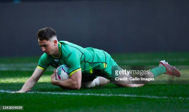 Sean Cribbin of Ireland during day 1 of the Mens Rugby World Cup Sevens 2022 Pre-Round of 16, Match 1 between Ireland and Portugal at DHL Stadium on...
