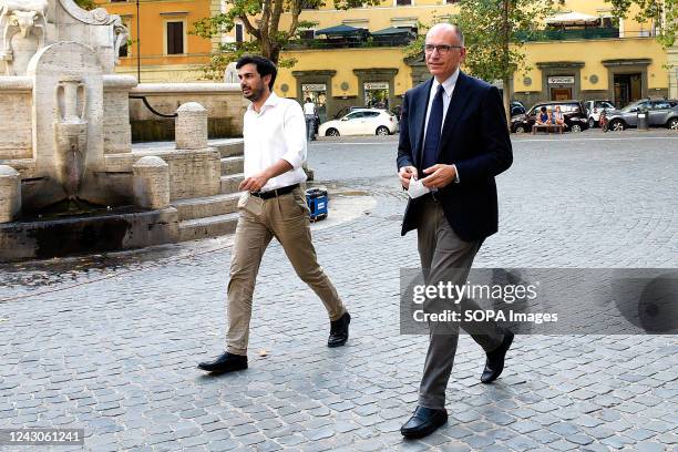 Enrico Letta , secretary of the Democratic Party, arrives at a rally as part of the election campaign for the general election of 25 September.