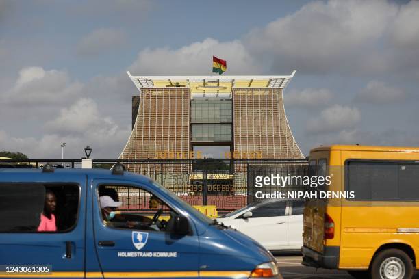 The Ghana flag flies at half-mast at the Jubilee House in Accra, Ghana, in honour of the memory of Queen Elizabeth II, as directed by the President...