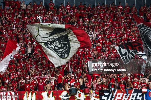 Fans Koln before the UEFA Europa Conference League match between Nice and Koln at Allianz Riviera Stadium on September 8, 2022 in Nice, France.