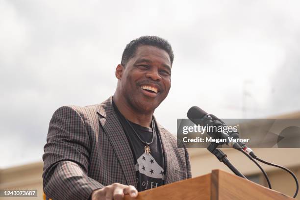 Republican Senate candidate for Georgia, Herschel Walker speaks at a campaign event on September 9, 2022 in Gwinnett, Georgia. Heisman Trophy winner...