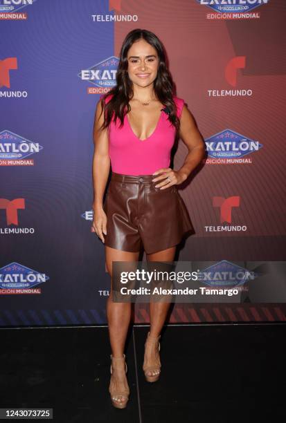 Chelly Cantu is seen during the Telemundo Miami press event to reveal the "Exatlon Estados Unidos" contestants at Top Golf on September 9, 2022 in...