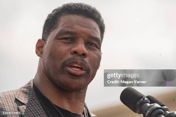 Republican Senate candidate for Georgia, Herschel Walker speaks at a campaign event on September 9, 2022 in Gwinnett, Georgia. Heisman Trophy winner...