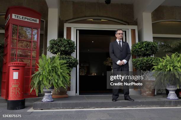 Jon Benjamin, representative of the British Embassy in Mexico, prior to the presentation of the book of condolences in Mexico City following the...
