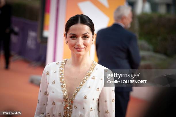 Cuban-Spanish actress Ana De Armas poses on the red carpet during the 48th Deauville US Film Festival in Deauville, western France, on September 9,...