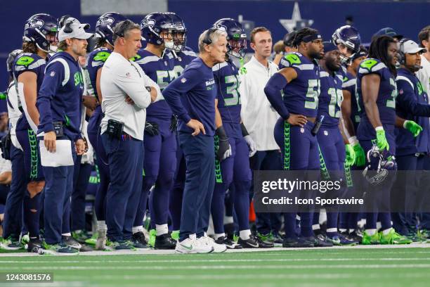 Seattle Seahawks head coach Pete Carroll looks from the sidelines during the game between the Dallas Cowboys and the Seattle Seahawks on August 26,...