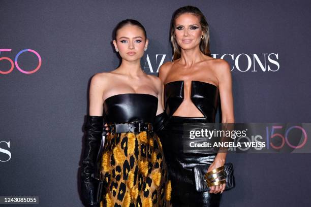 German models Leni Klum and Heidi Klum arrive for Harpers Bazaar Global Icons Portfolio and Bloomingdales 150th Anniversary at Bloomingdale's 59th in...