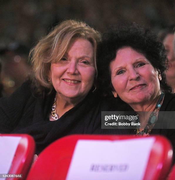 Actress Brenda Vaccaro and Carol Ross attend the Cousin Brucie Palisades Park Reunion show at PNC Bank Arts Center on September 9, 2022 in Holmdel,...