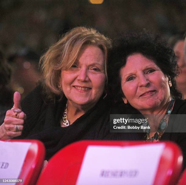 Actress Brenda Vaccaro and Carol Ross attend the Cousin Brucie Palisades Park Reunion show at PNC Bank Arts Center on September 9, 2022 in Holmdel,...