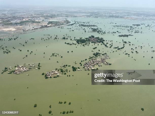 Flooding in Dadu district, Sindh province, one of the worst hit parts of Pakistan where nearly a third of the country is underwater and more than 33...