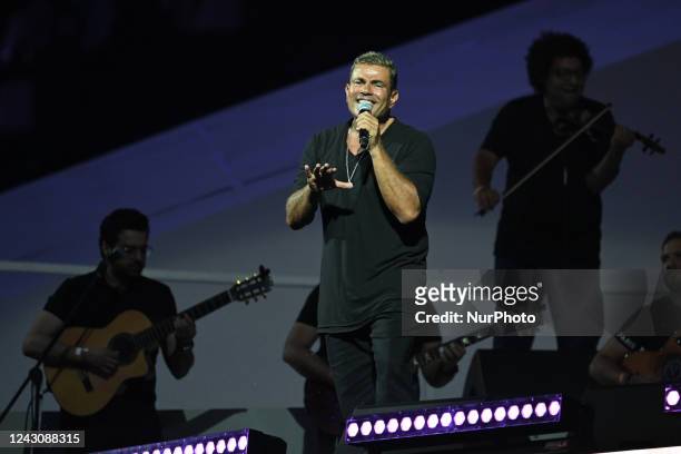 Singer, Amr Diab, performs before the Lusail Super Cup between Al Hilal and Zamalek at the Lusail Iconic Stadium in Lusail, Qatar on 9 September 2022.
