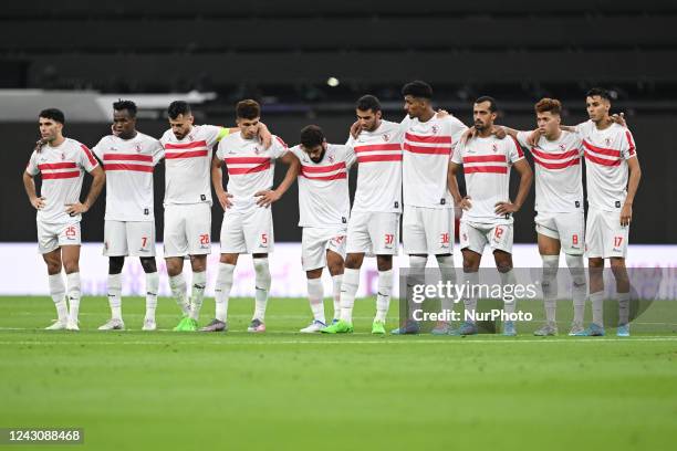 Zamalek players during the penalty shootout of the Lusail Super Cup between Al Hilal and Zamalek at the Lusail Iconic Stadium in Lusail, Qatar on 9...