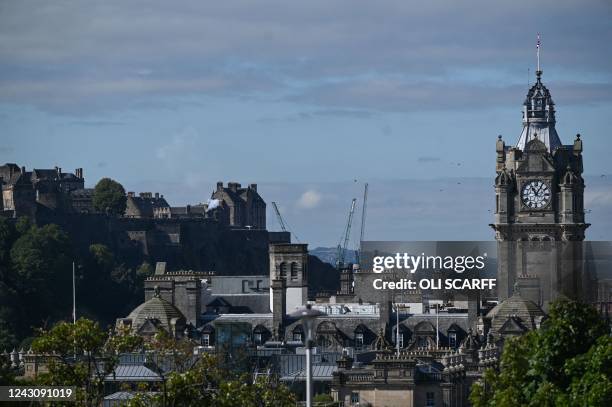 The Royal Salute is fired at Edinburgh Castle by 105th Regiment Royal Artillery, taking place to mark the Principal Proclamation of King Charles III,...