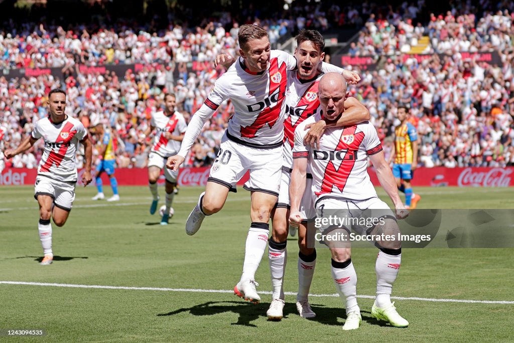 Isi Palazon Of Rayo Vallecano Celebrates 1 0 With Oscar Valentin Of isi-palazon-of-rayo-vallecano-celebrates-1-0-with-oscar-valentin-of