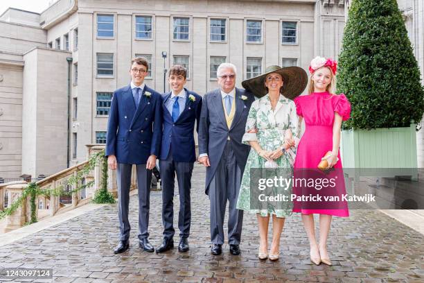 From L-R: Prince Nicolas of Belgium, Prince Aymeric of Belgium, Prince Laurent of Belgium, Princess Claire of Belgium and Princess Louise of Belgium...