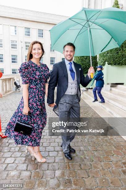 Prince Felix of Luxembourg and Princess Claire of Luxembourg at the wedding of Princess Maria Laura and William Isvy on September 10, 2022 in...