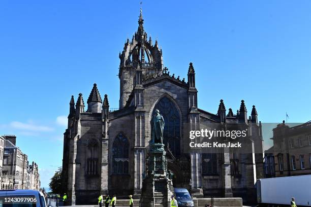 St Giles' Cathedral, where the body of Queen Elizabeth will lie in state before later being taken to London, on September 10, 2022 in Edinburgh,...