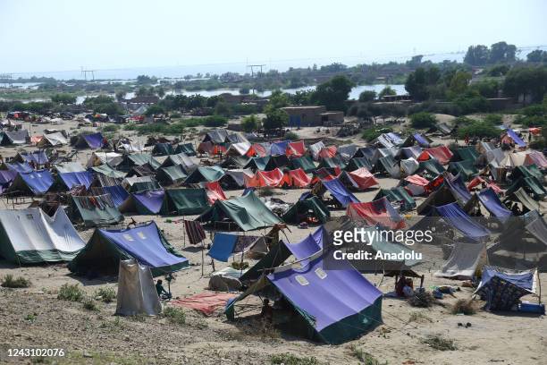 Tent city has been placed for the flood affected peoplesÂ of Jhangara and Bajara village of Sehwan city by the PAF here in September 10