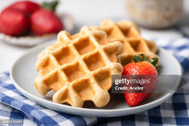 homemade belgian waffles - belgium waffles stock pictures, royalty-free photos & images