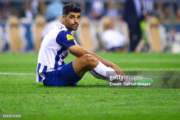 Mehdi Taremi of FC Porto gestures during the Liga Portugal Bwin match between FC Porto and GD Chaves at Estadio do Dragao on September 10, 2022 in...