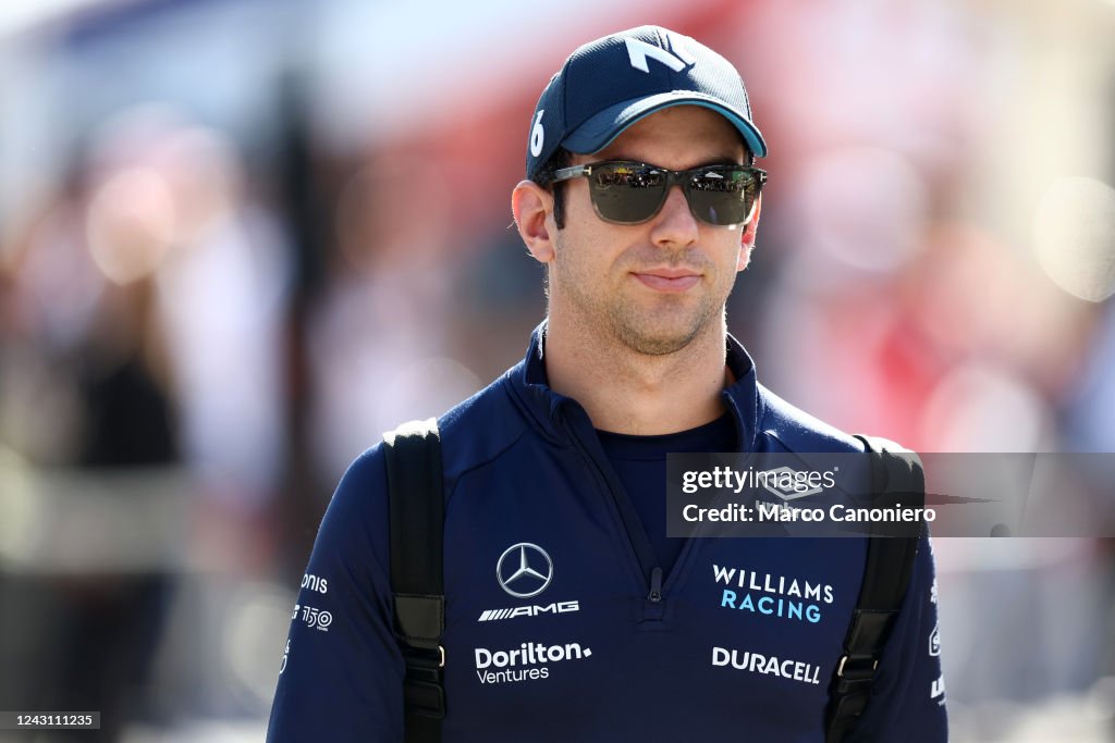 Nicholas Latifi of Williams looks on in the paddock before...