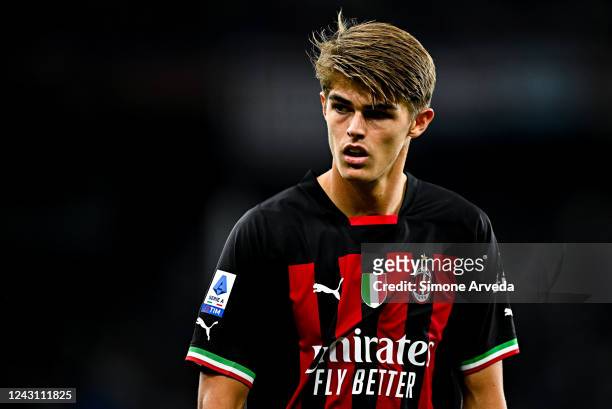 Charles De Ketelaere of Milan looks on during the Serie A match between UC Sampdoria and AC MIlan at Stadio Luigi Ferraris on September 10, 2022 in...