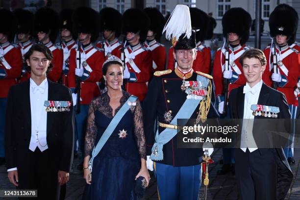 Prince Joachim with his sons Nikolai and Felix, and Princess Marie arrive for a command performance at the Royal Theatreâs Old Stage during the...