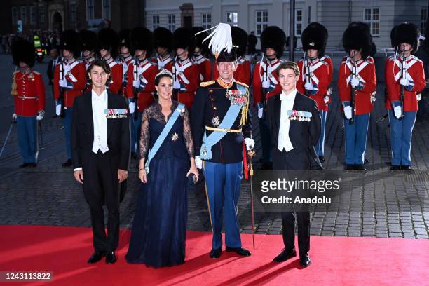 Prince Joachim with his sons Nikolai and Felix, and Princess Marie arrive for a command performance at the Royal Theatreâs Old Stage during the...