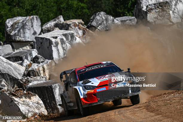 Esapekka Lappi of Finland and Janne Ferm of Finland compete with their Toyota Gazoo Racing WRT Toyota GR Yaris Rally1 Hybrid during Day Three of the...
