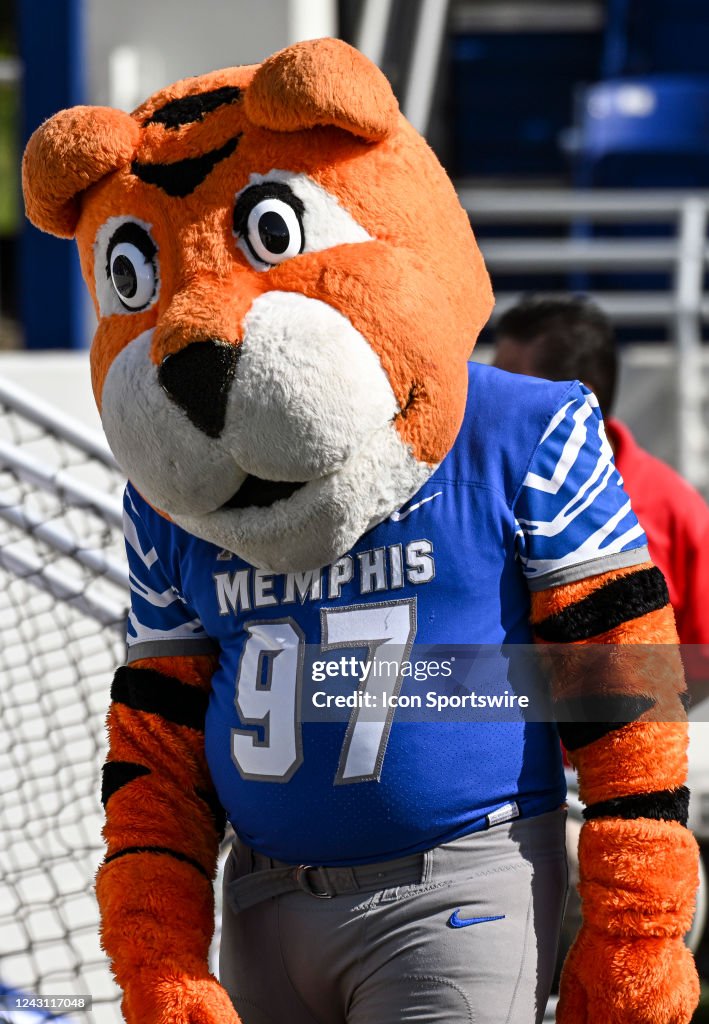 The mascot of the Memphis Tigers in action during the Memphis