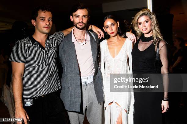 Eli Brown, Thomas Doherty and Rebecca Dayan attends the Harper's BAZAAR and Bloomingdale's Fête Celebrating Harper's BAZAAR Global ICONS Portfolio...