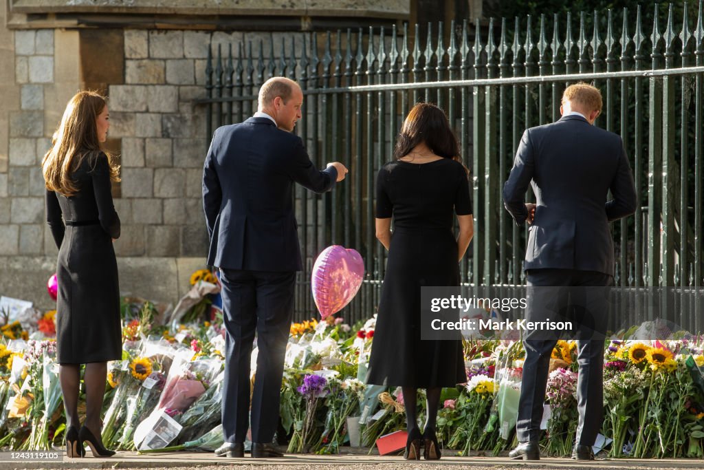 Prince and Princess of Wales And Duke And Duchess Of Sussex Walkabout Outside Windsor Castle Windsor